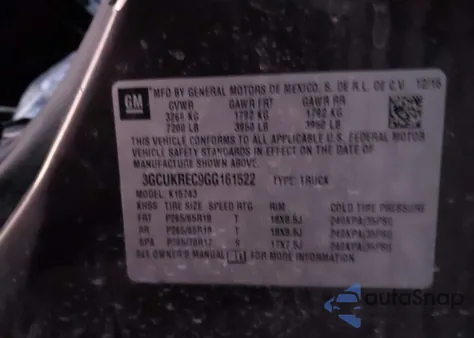 2016 Chevrolet Silverado 1500 1Lt z USA, uszkodzony, nr VIN 3GCUKREC9GG161522